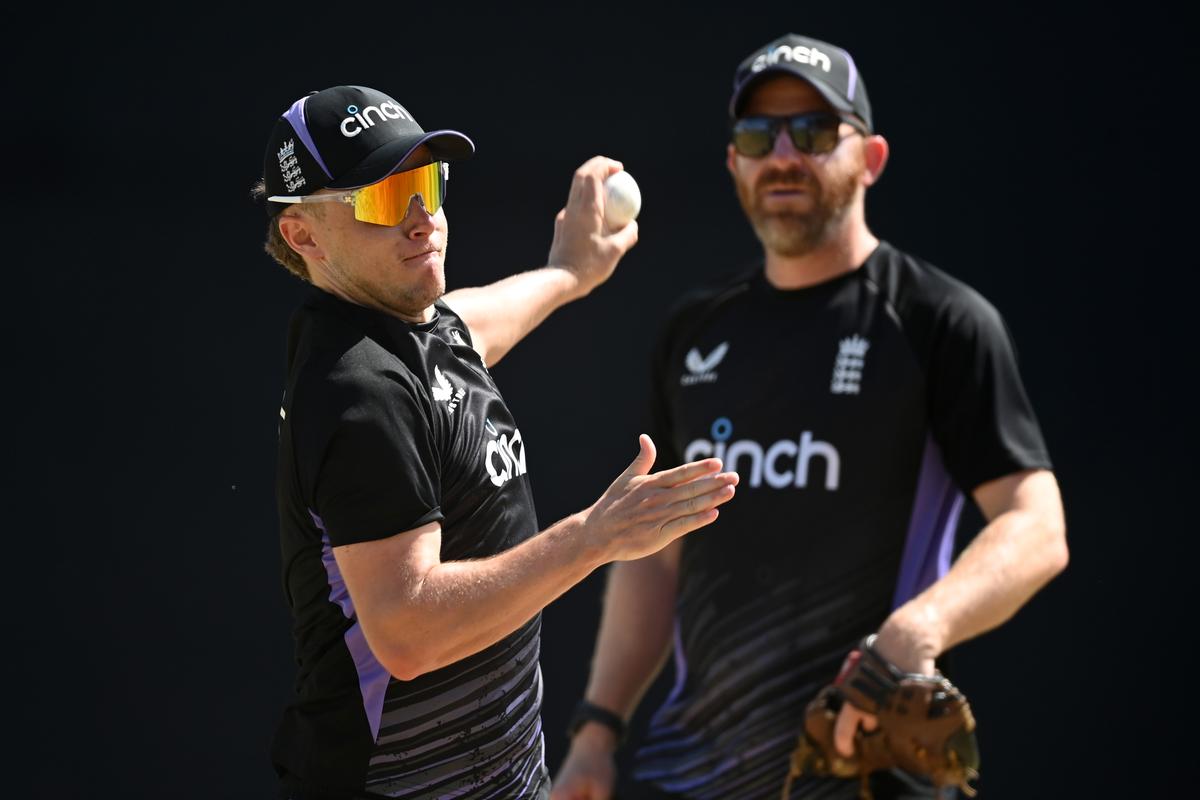 England’s Sam Curran is seen during a practice session ahead of the ICC Twenty20 World Cup match against Oman.