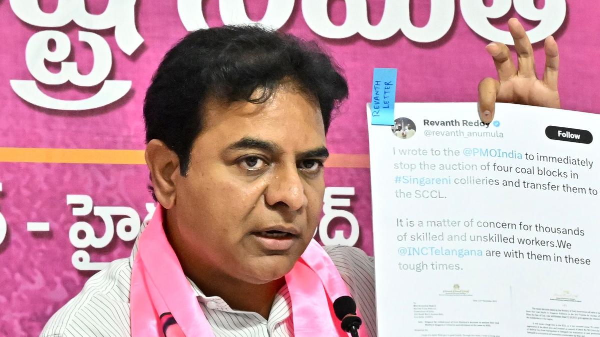 KTR dares Revanth Reddy to seek the resignations of six BRS MLAs those defected to the Congress party