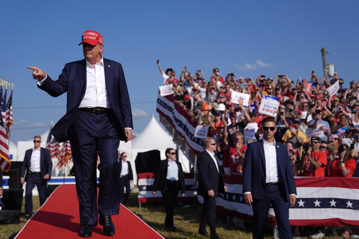 Republican presidential candidate former President Donald Trump arrives for a campaign rally, Saturday, July 13, 2024, in Butler, Pa.