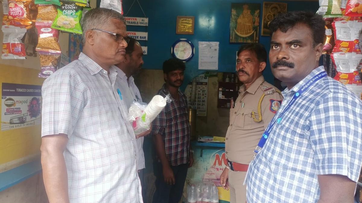 TNPCB officials seize banned plastic items from shops in Yercaud