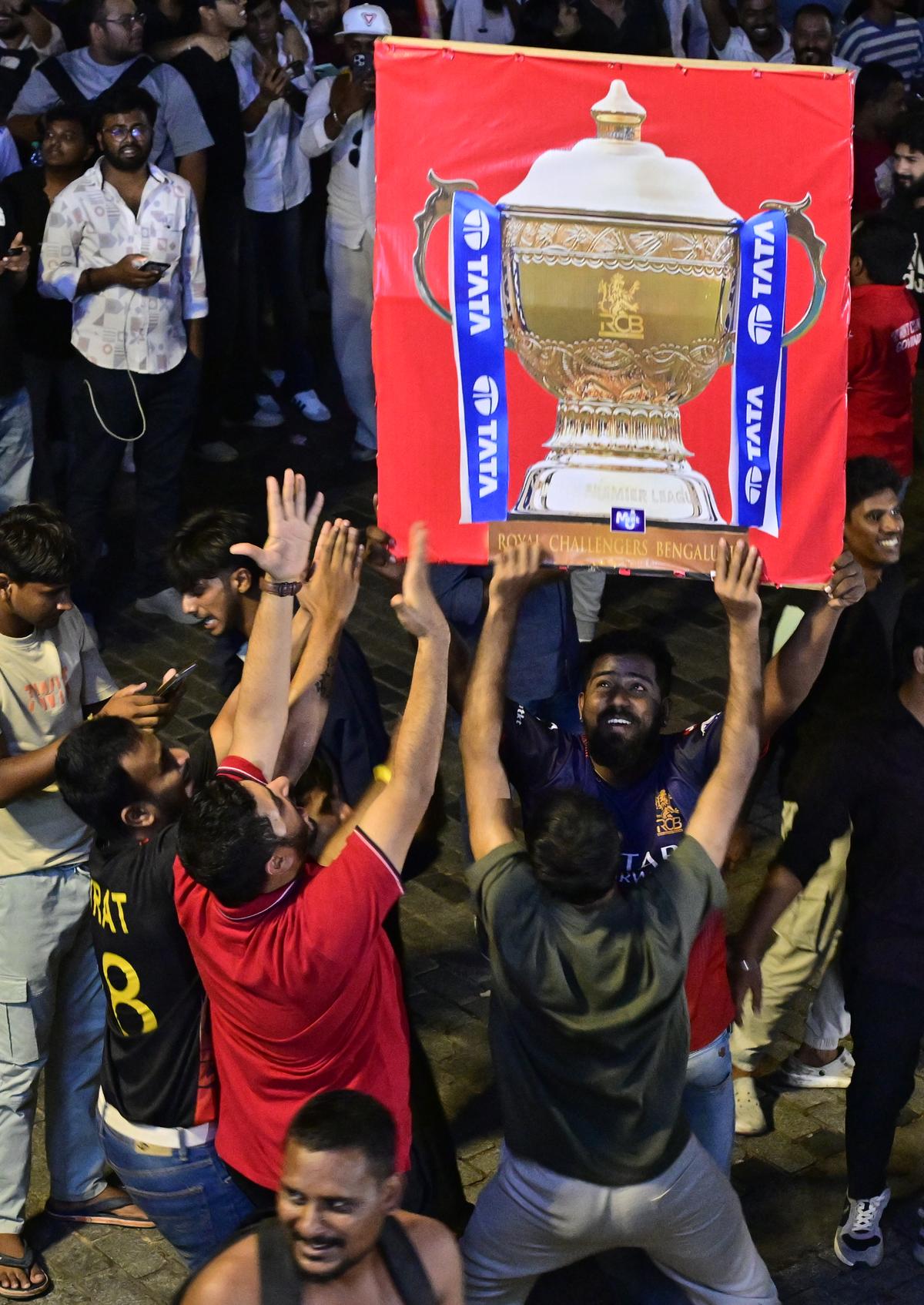 Royal Challengers Bengaluru fans celebrating in Bengaluru on Tuesday, June 03, 2025..  