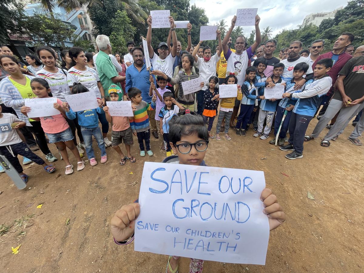 Residents of Rajarajeshwari Nagar in Bengaluru protest to save their only playground