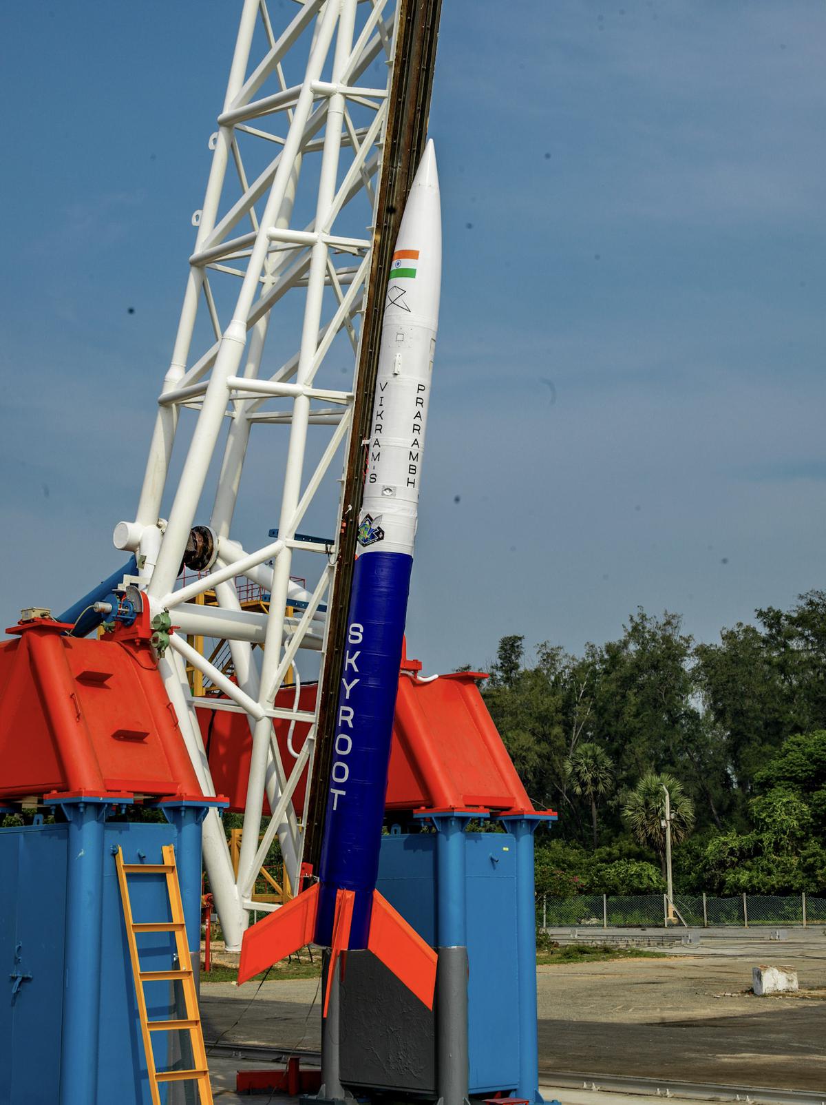 Skyroot’s launch vehicle Vikram-S ready for launch at Sriharikota in November 2022
