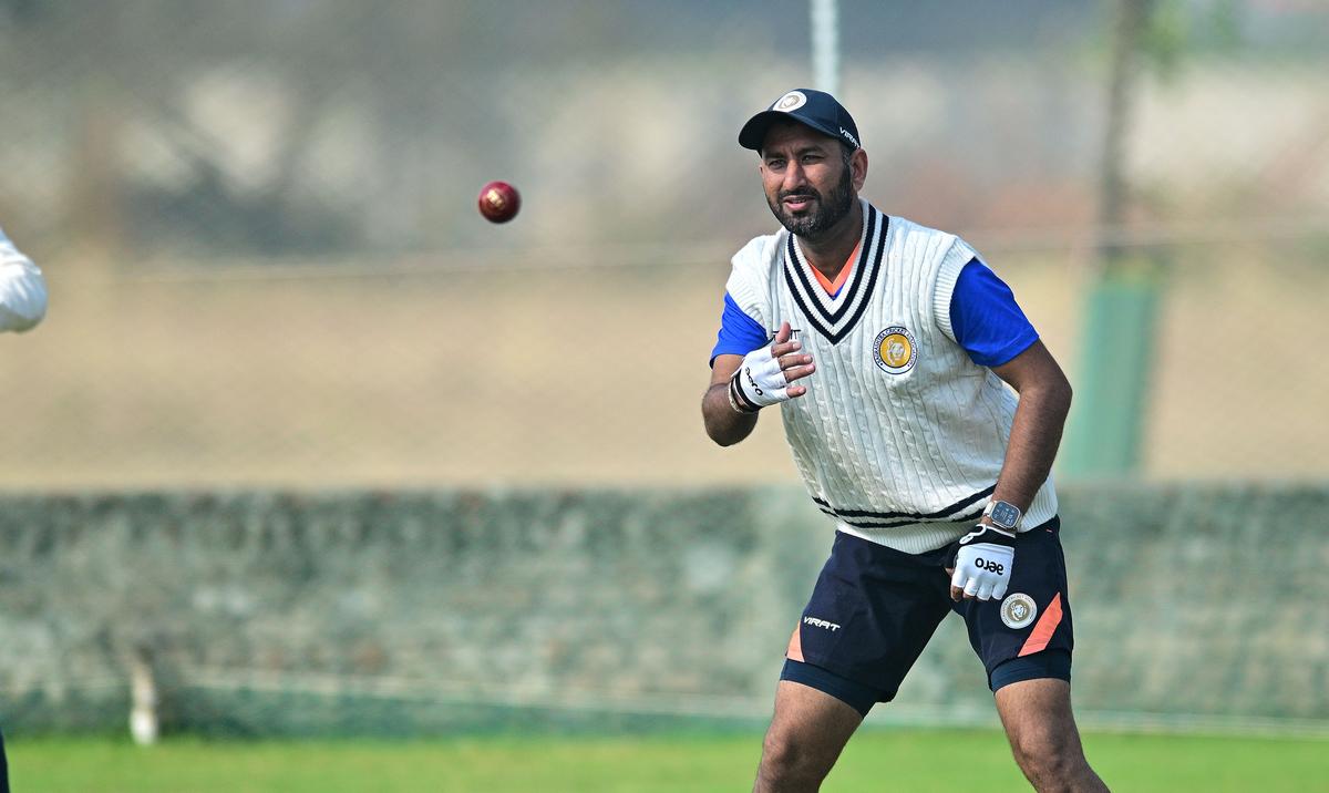 Saurashtra’s Cheteshwar Pujara during the net practice session ahead of the Ranji Trophy match between Saurashtra and Delhi.