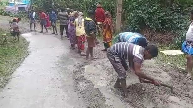 Residents of Sengalathupadi village in Yercaud pool money to repair road