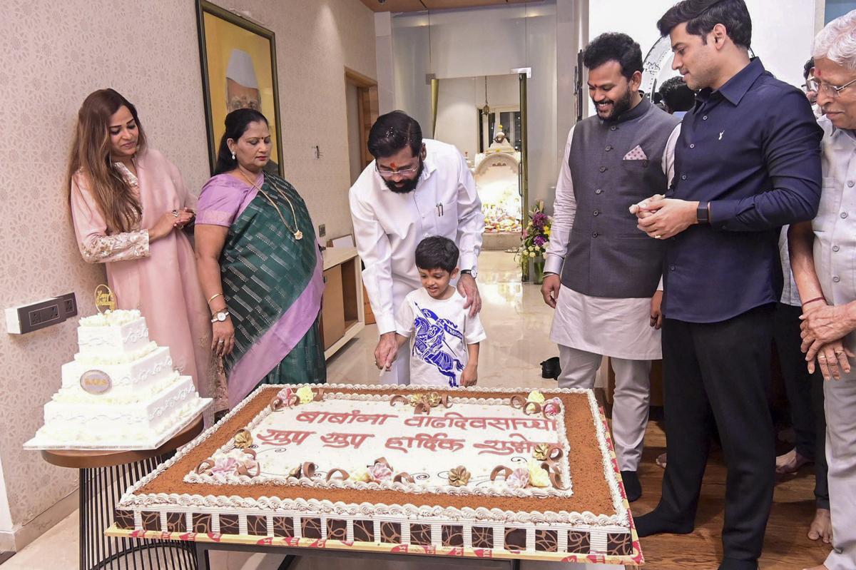 Maharashtra Dy CM Eknath Shinde during celebrations of his birthday.