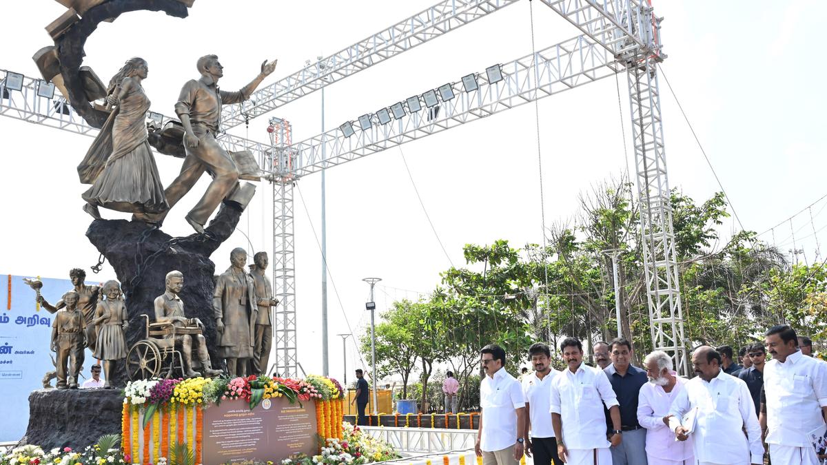 T.N. CM Stalin unveils statue highlighting significance of education at the Marina