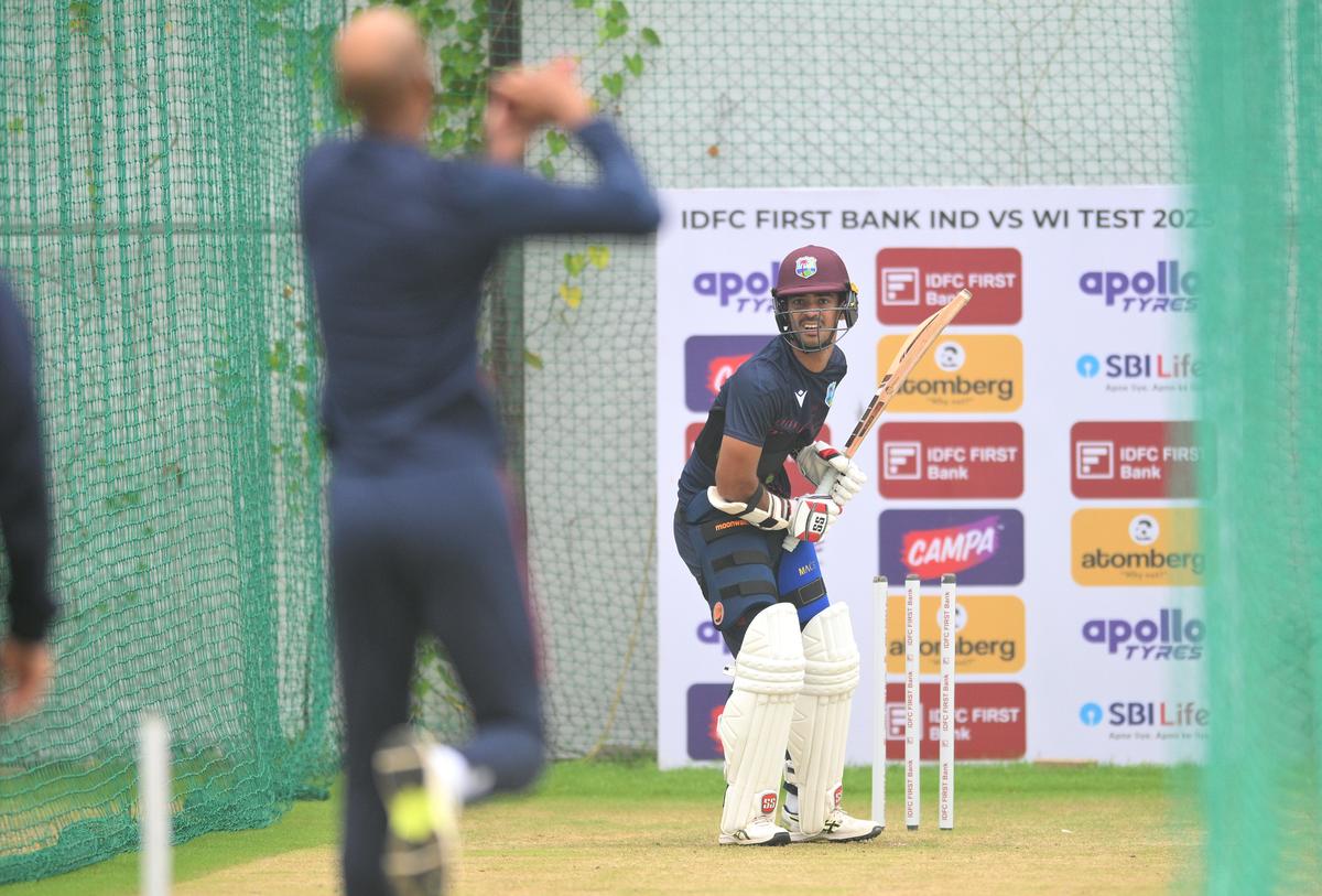 West Indies ‘s Tagenaraine Changerpaul during a nets session ahead of the 1st Test match against India at the Narendra Modi Stadium in Ahmedabad, Gujarat on Tuesday, September 30, 2025. 