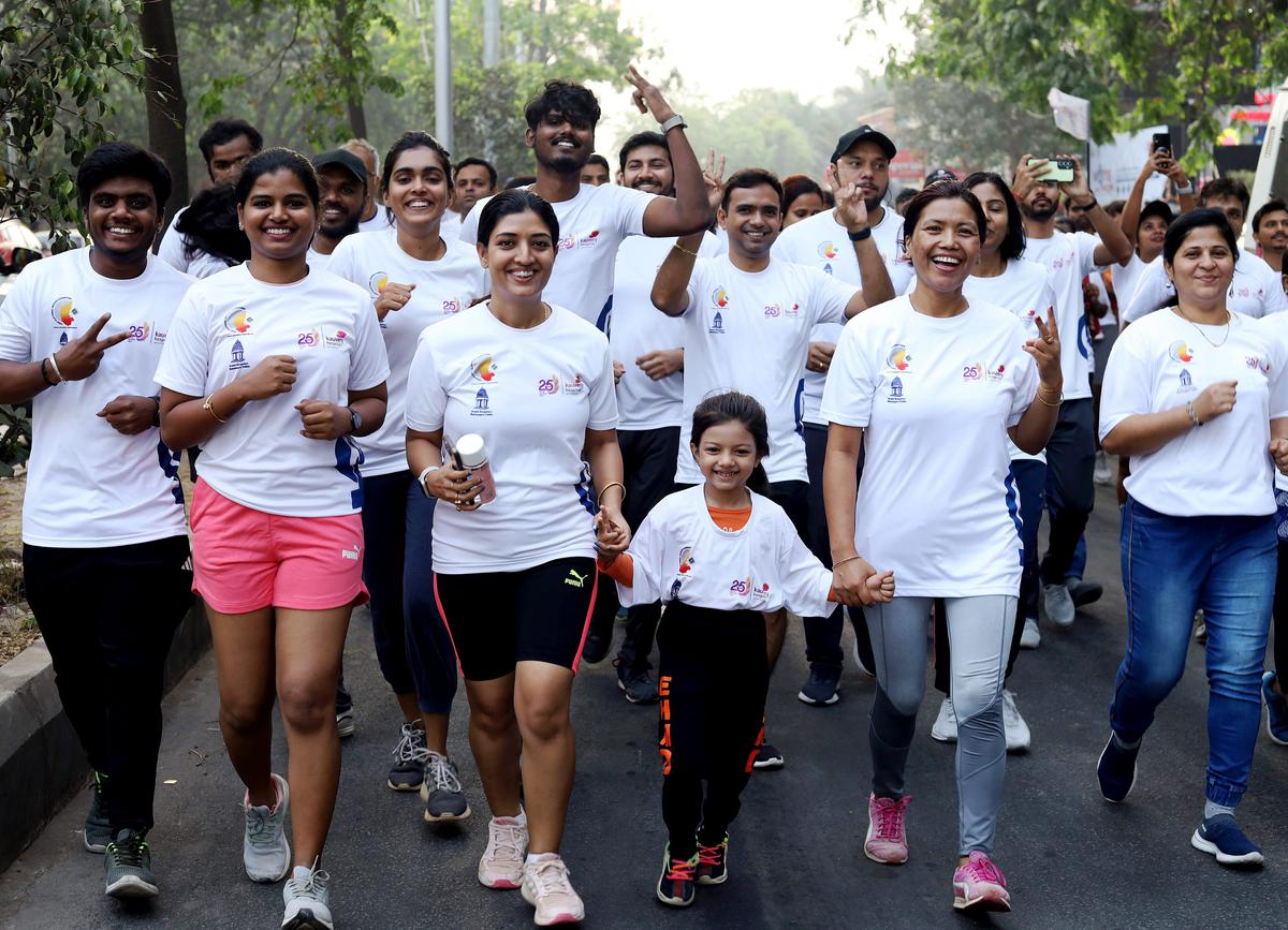 People take part in ‘Vote-a-thon’, a marathon organised to raise voter awareness ahead of General Elections 2024.