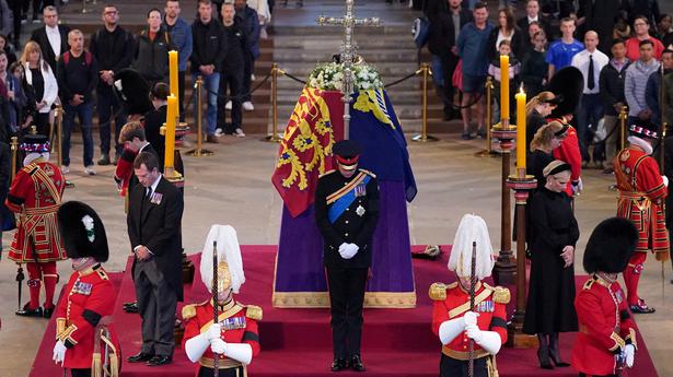 Queen Elizabeth II’s eight grandchildren hold silent vigil beside her coffin in Westminster Hall