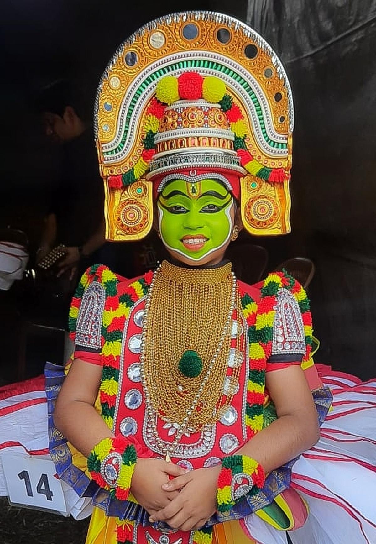 Ardra K.A. of Modern Higher Secondary School, Pottur, who won the first prize in Ottan Tullal (UP category). 