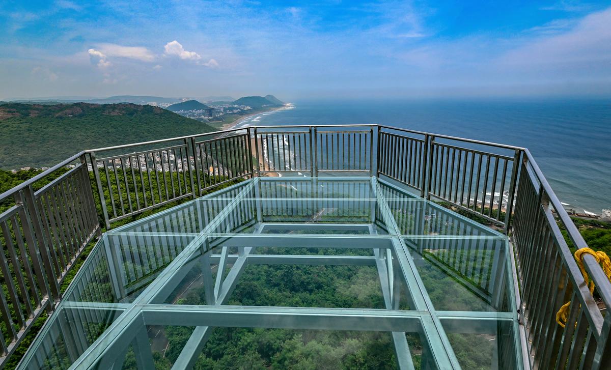 The ₹7-crore sky-walk glass bridge is made of three layers of tempered laminated glass imported from Germany. The ₹7-crore sky-walk glass bridge is made of three layers of tempered laminated glass imported from Germany.