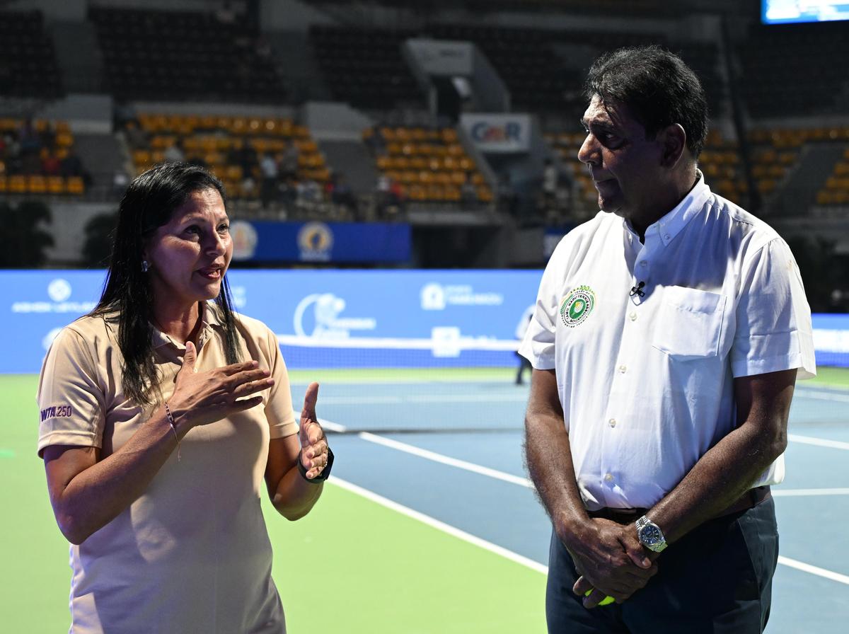 Former Indian tennis player and commentator Nirupama Sanjeev in conversation with Tamil Nadu Tennis Association (TNTA) president Vijay Amritraj