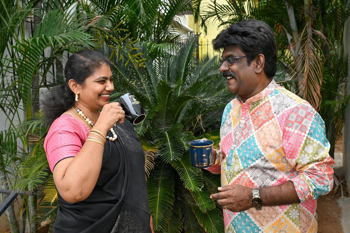 M Christopher Gnanaraj, with his wife D Evelin Ponmalar, cherishing his school days’ love memories in Madurai. 
