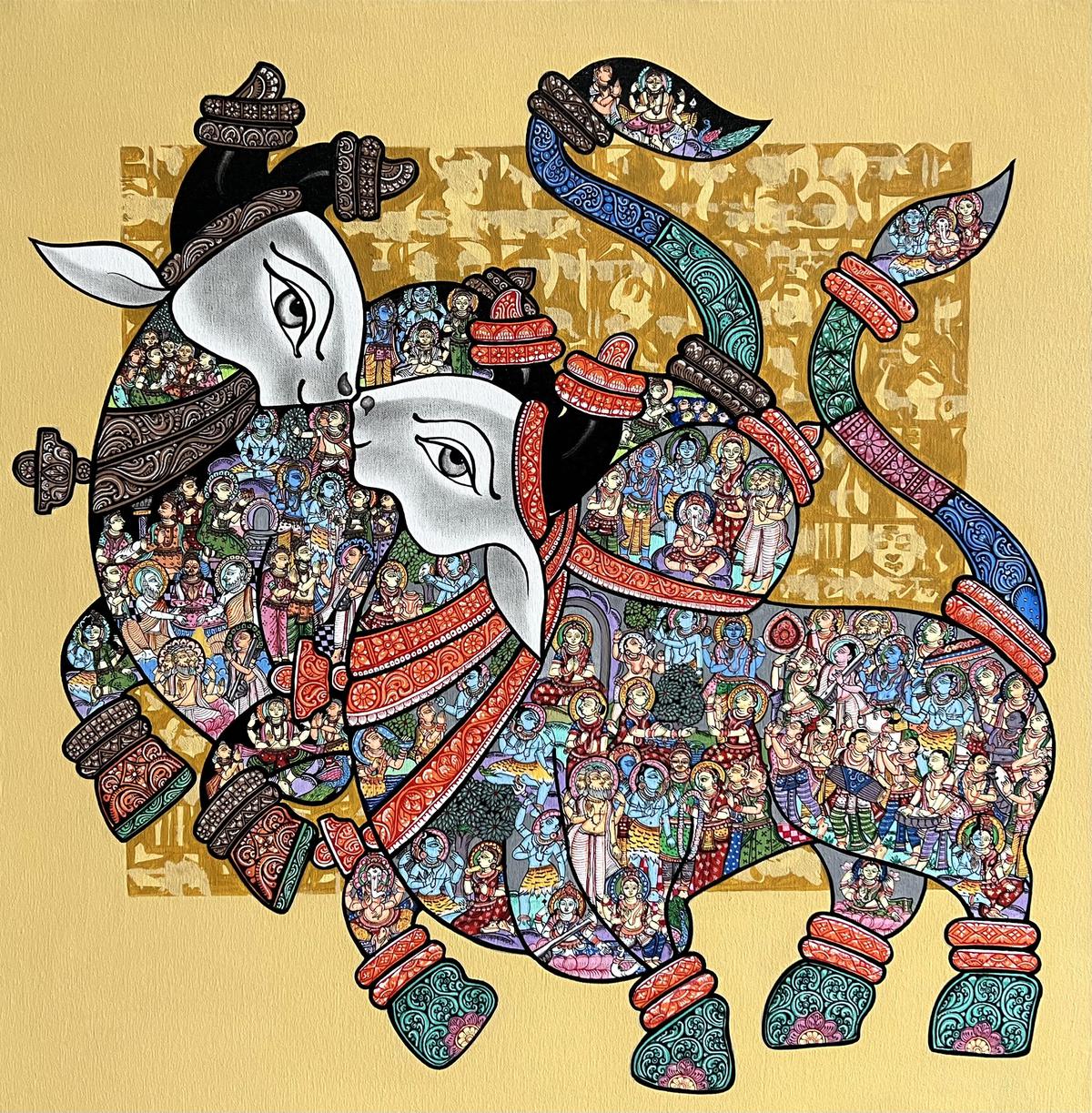 Acrylic work on canvas titled Nritya Nandi by Vivek Kumawat 