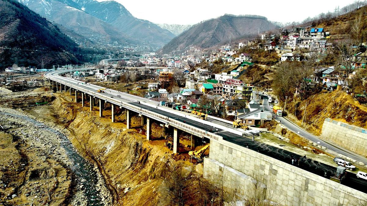 A view of the newly constructed four-lane, 2.35-kilometre bypass to Banihal town, in Ramban on January 5, 2025.