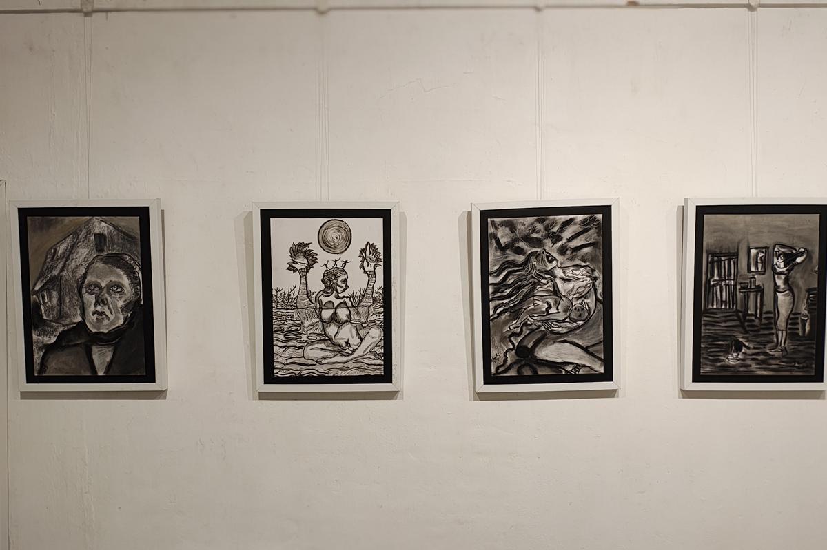 Charcoal works by Boban Ramesan about war and violence Charcoal works by Boban Ramesan about war and violence