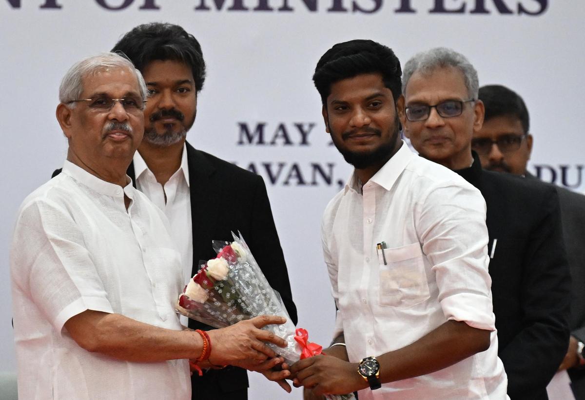 Srirangam MLA S. Ramesh during the swearing-in ceremony in Chennai on May 21, 2026.