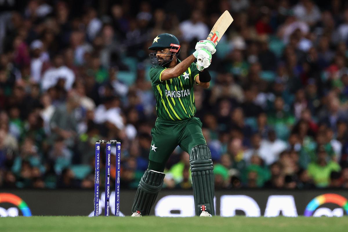 Babar Azam of Pakistan bats during the ICC Men’s T20 World Cup Semi Final match between New Zealand and Pakistan at Sydney Cricket Ground on November 09, 2022