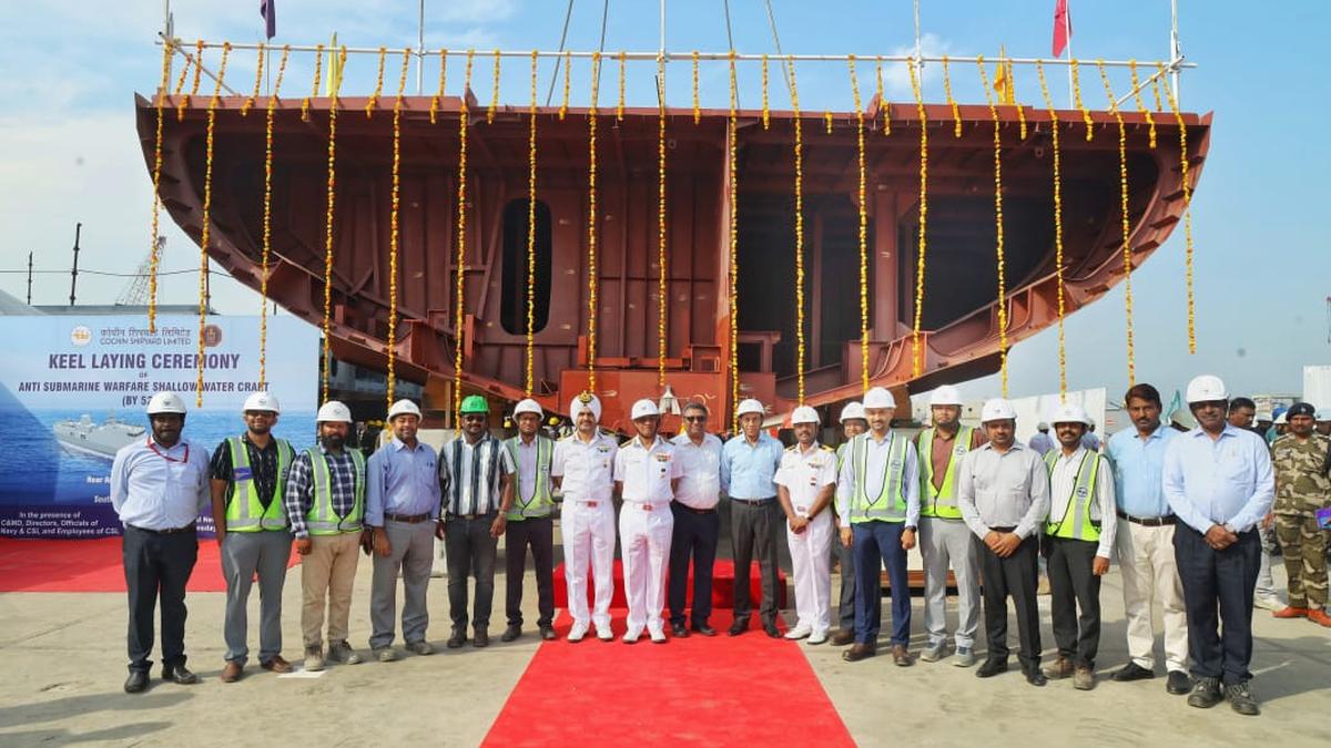 Keel-laying of anti-submarine warfare ship held at Cochin Shipyard