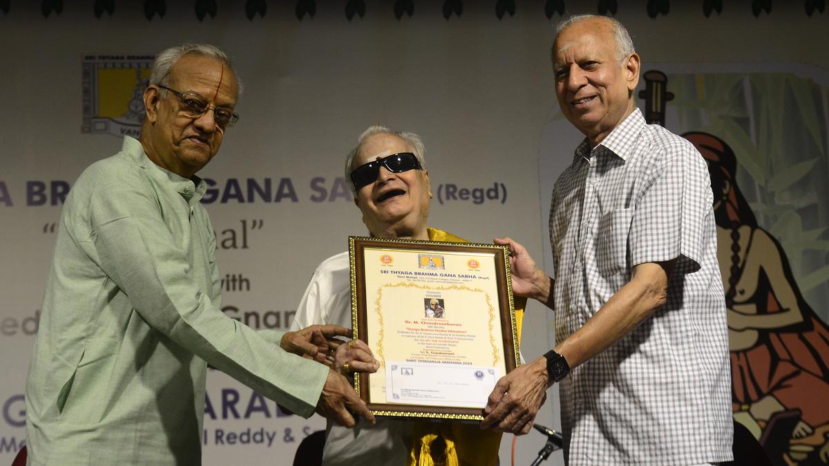 Violinist Chandrasekaran honoured with Thyaga Brahma Nadha Vibhushan title