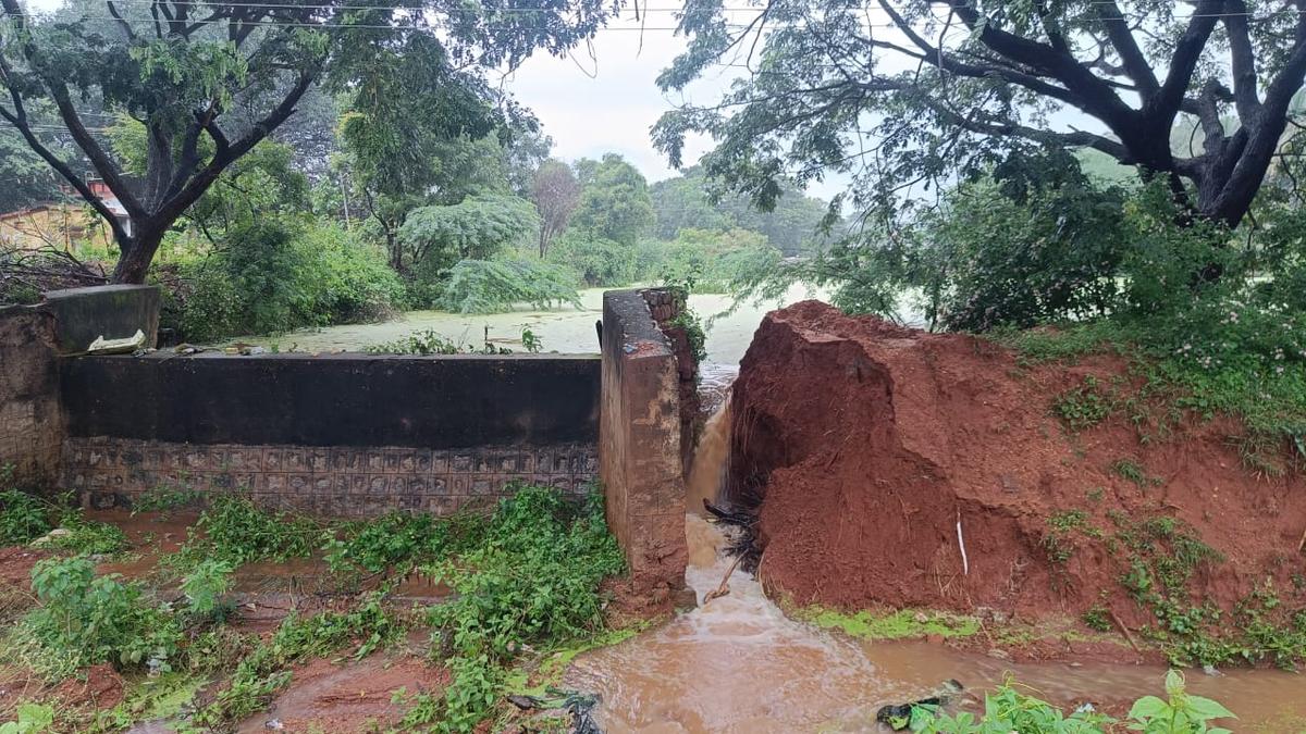 Water Breach Near Overflow Wall of Somayampalayam Tank, Threatening Surrounding Area