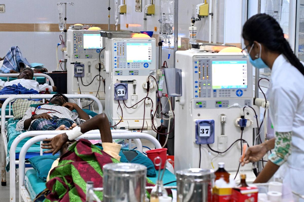 Patients receiving treatment at the nephrology ward at Stanely Hospital, Chennai