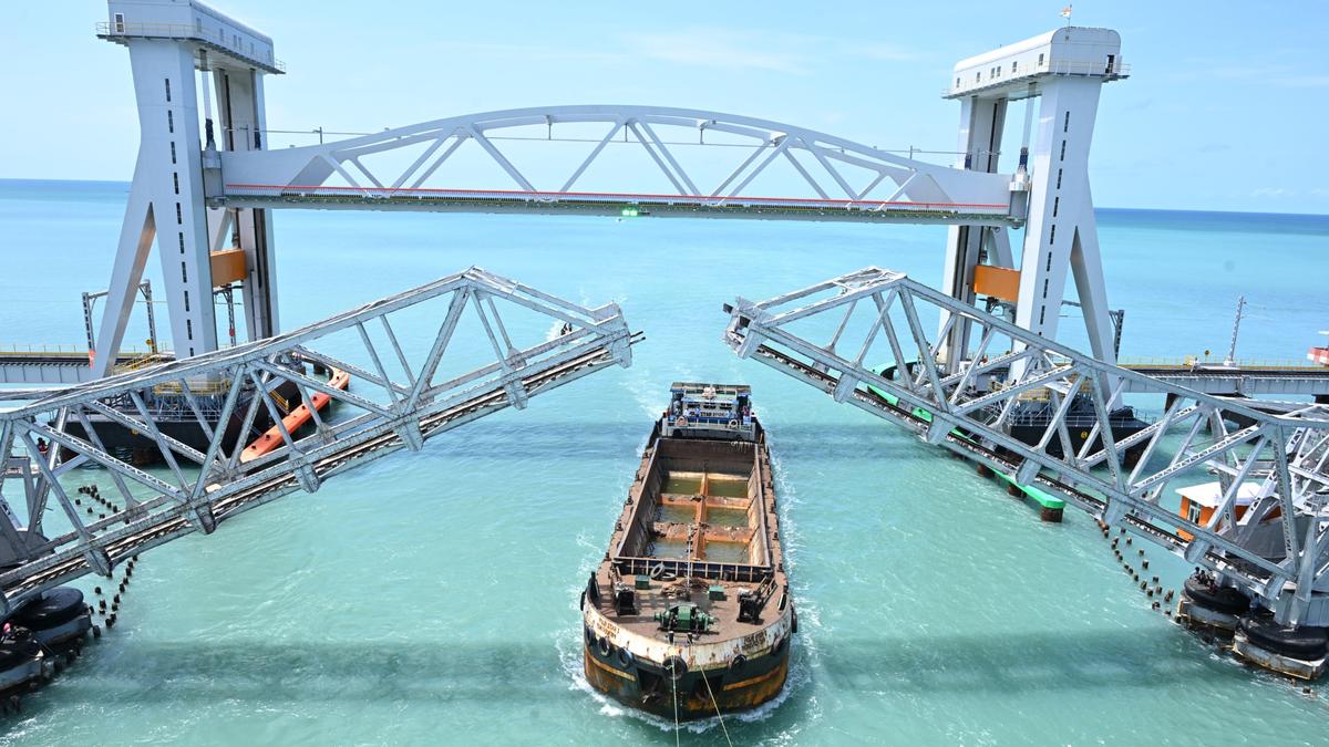 Vertical lift span of New Pamban Rail Bridge operated for first time since inauguration