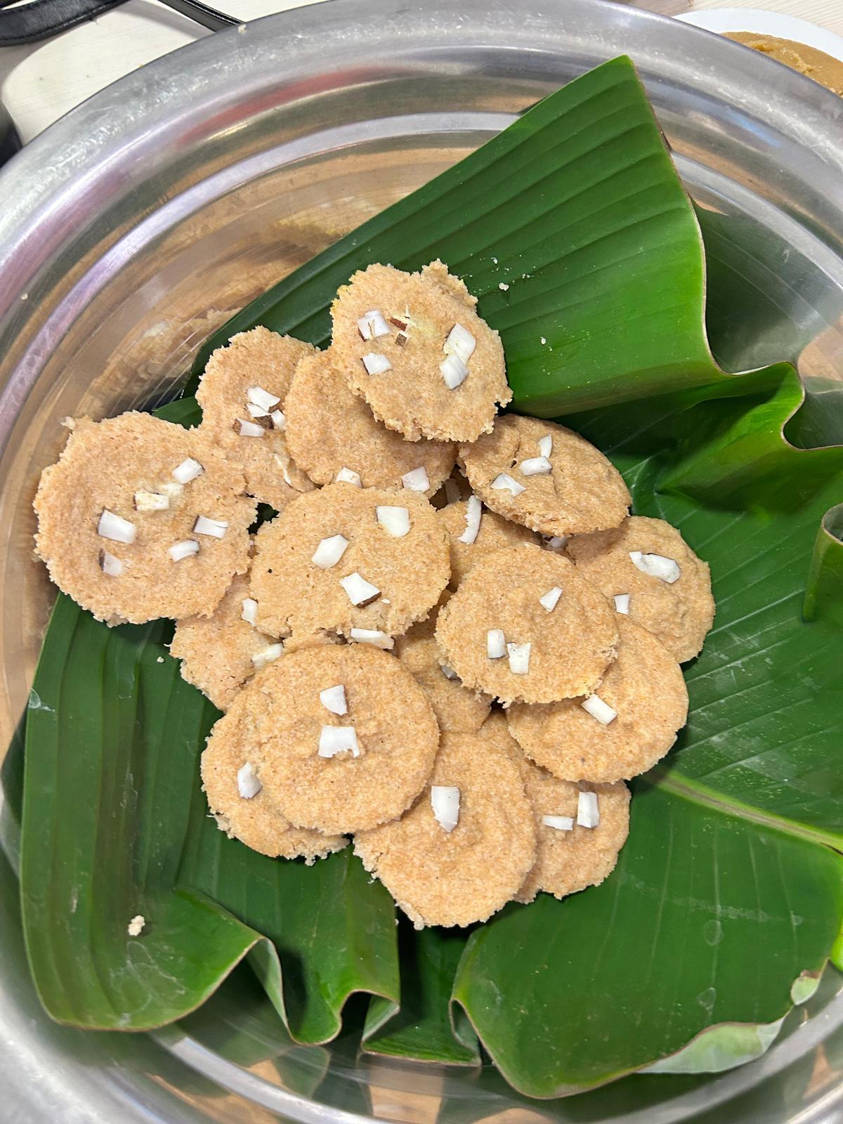 Idlis made with tender jackfruit batter Idlis made with tender jackfruit batter