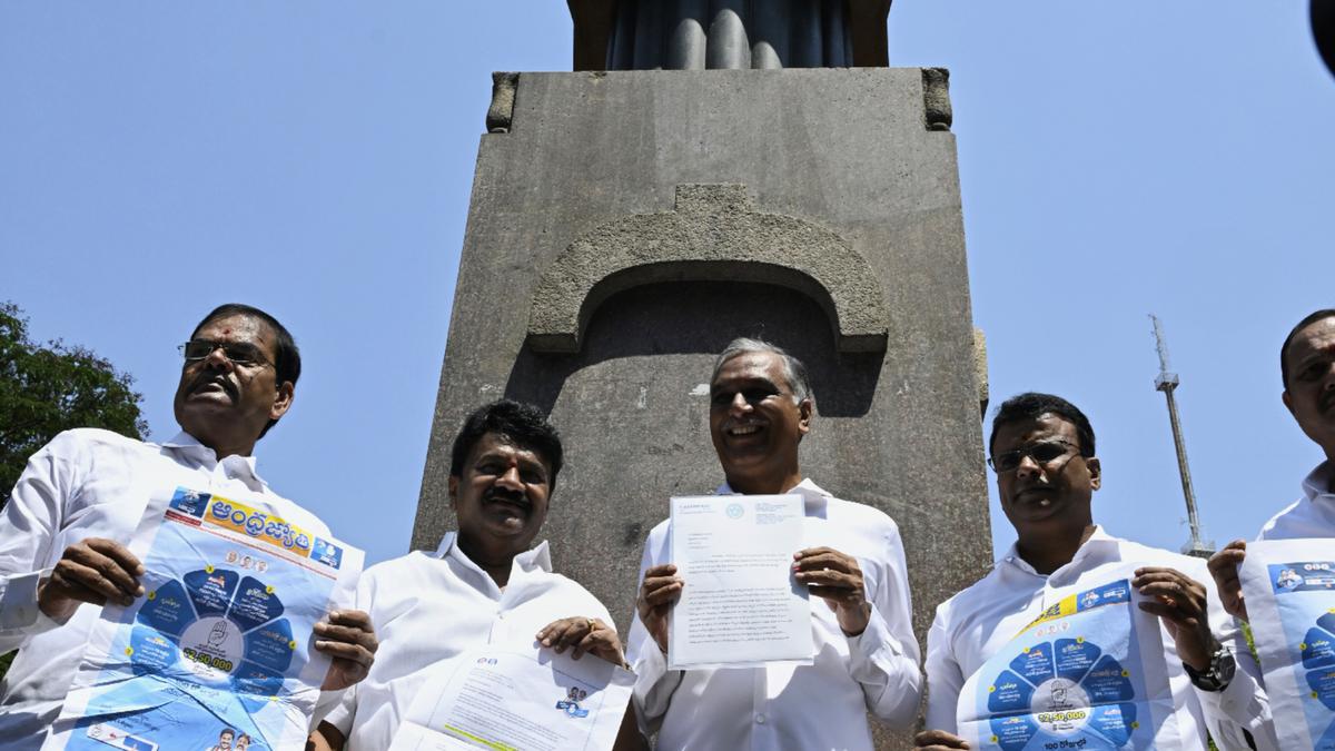Harish Rao submits his ‘resignation letter’ at the Martyrs Memorial