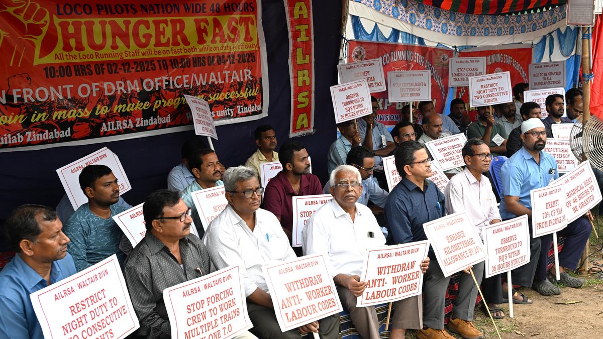 Railway running staff stage hunger strike seeking redressal of their problems