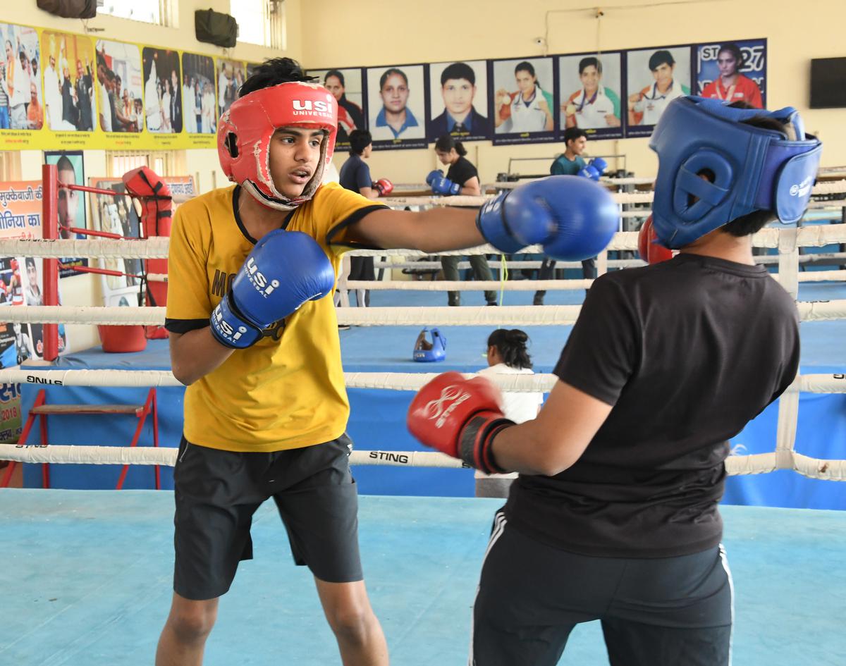 Girls train at the Bhiwani Boxing Club, where Nitu Ghanghas has been undergoing training under coach Jagdish Singh.