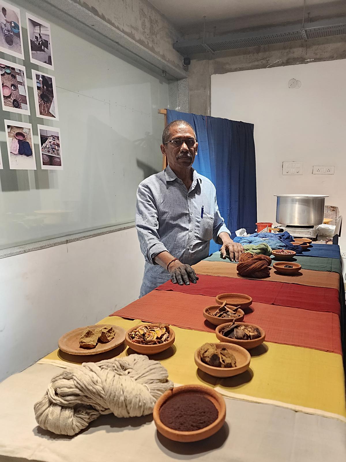 Odelu Vurugonda demonstrates indigo dyeing