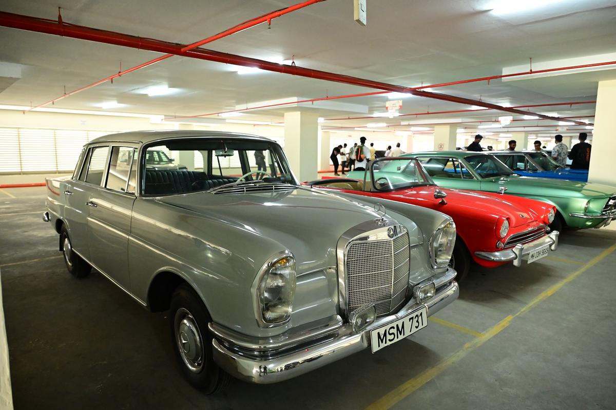 Vintage and classic car display at Hotel Turyaa in May 2024