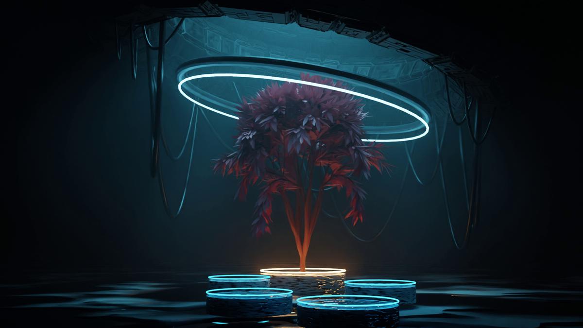 Een abstracte interpretatie geïnspireerd op sciencefiction.