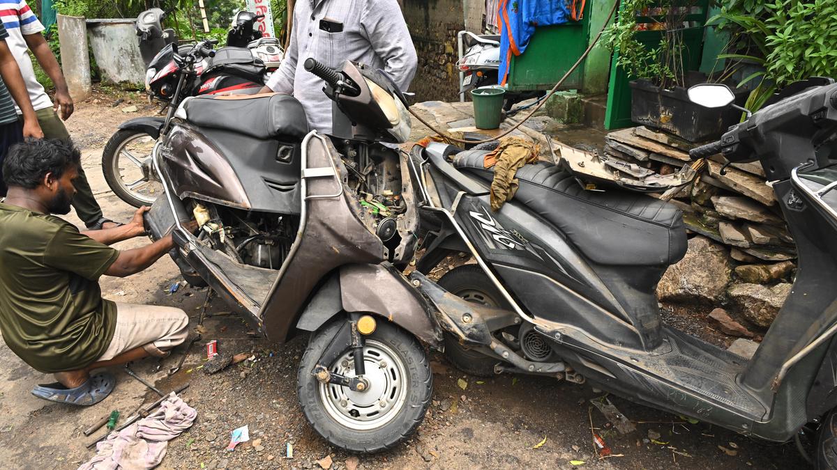 Mechanics in great demand as many bikes get damaged in flood-affected areas of Vijayawada