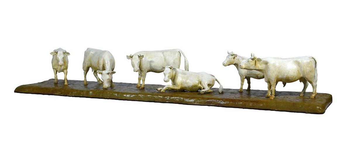 Herd of cows, a mixed media sculpture at Bronze Age 