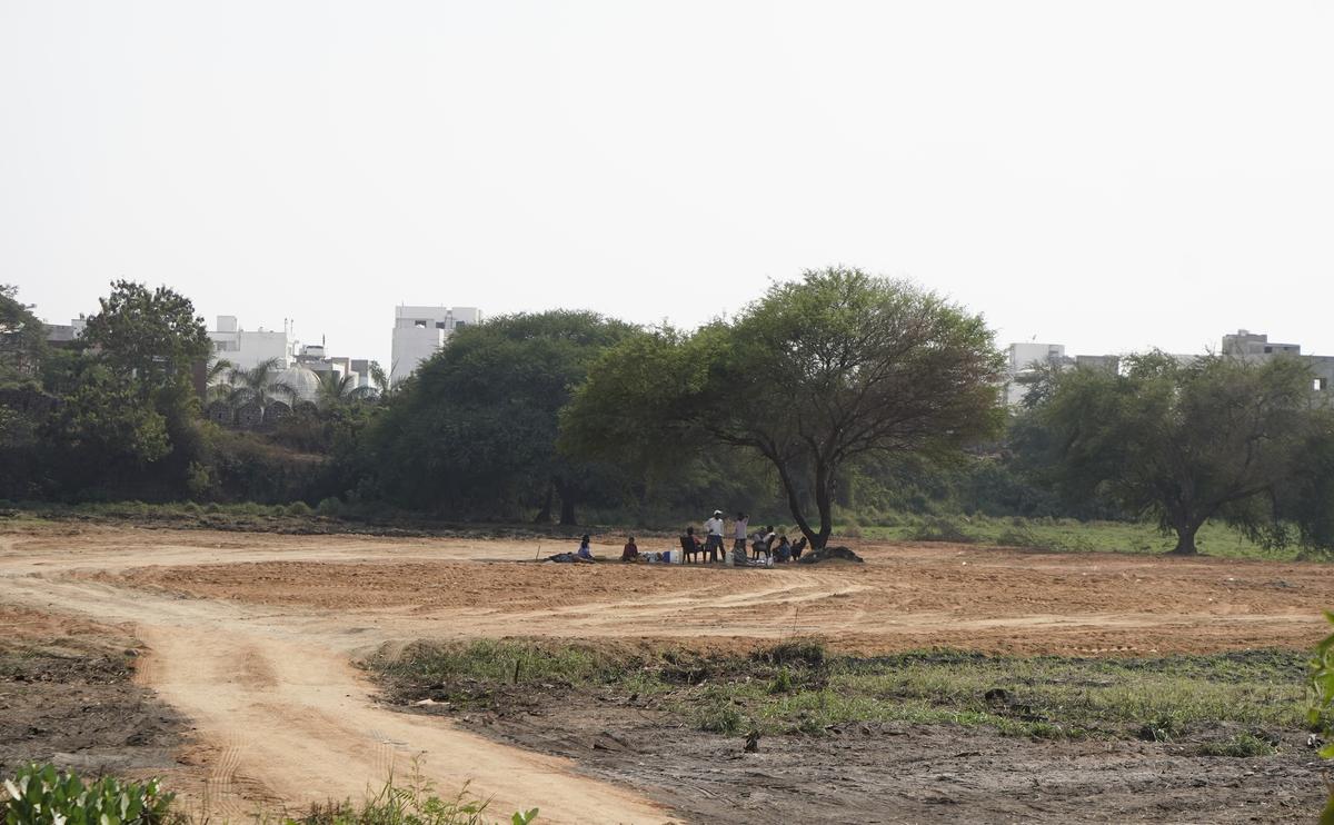 A view of a part of the Bagh-e-Naya Qila in Golconda Fort which was cleared to to make way for the expansion of Hyderabad Golf Club in Hyderabad on Monday.