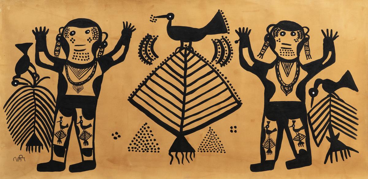 Lado Bai's charcoal paintings at Ojas Art Gallery in Delhi Lado Bai's charcoal paintings at Ojas Art Gallery in Delhi