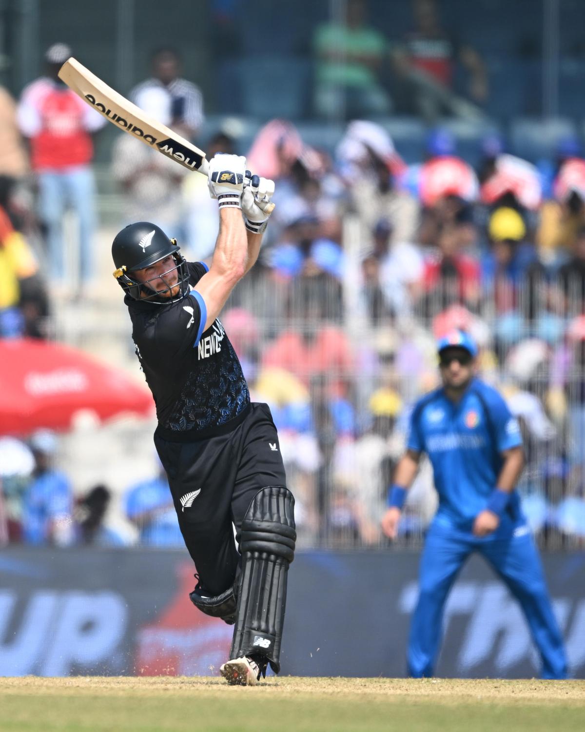 Glenn Phillips dari Selandia Baru beraksi saat pertandingan Piala Dunia ICC T20 melawan Afghanistan di Stadion MAC di Chennai pada Minggu, 8 Februari 2026.