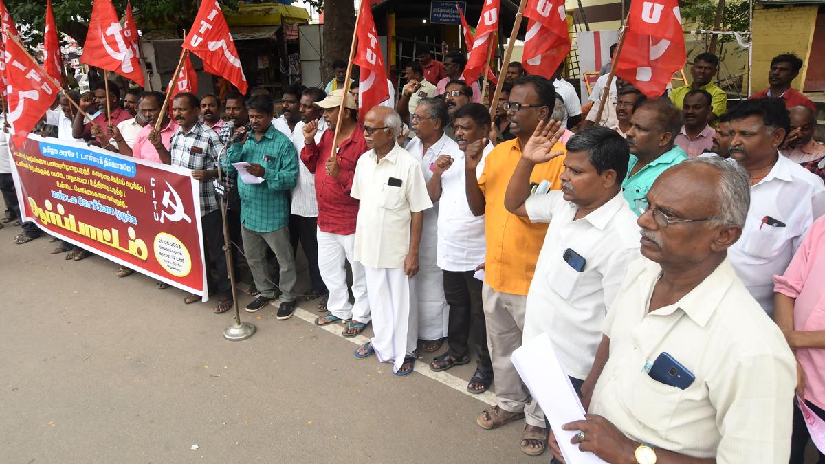 Tasmac employees stage protest seeking regularisation of service