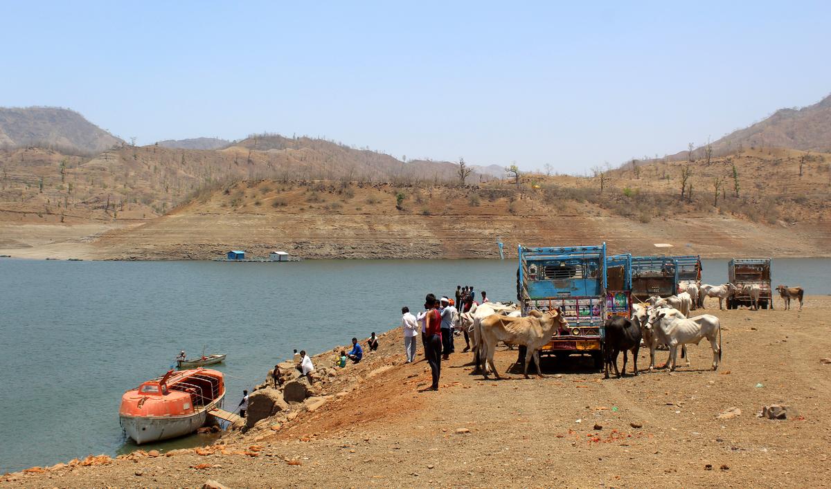 People wait at the Chichkhedi point for a boat to go to the other side of the Satpura mountain range. 