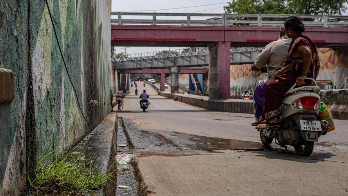 Slippery road on Melapudur underpass pose threat to two-wheeler riders