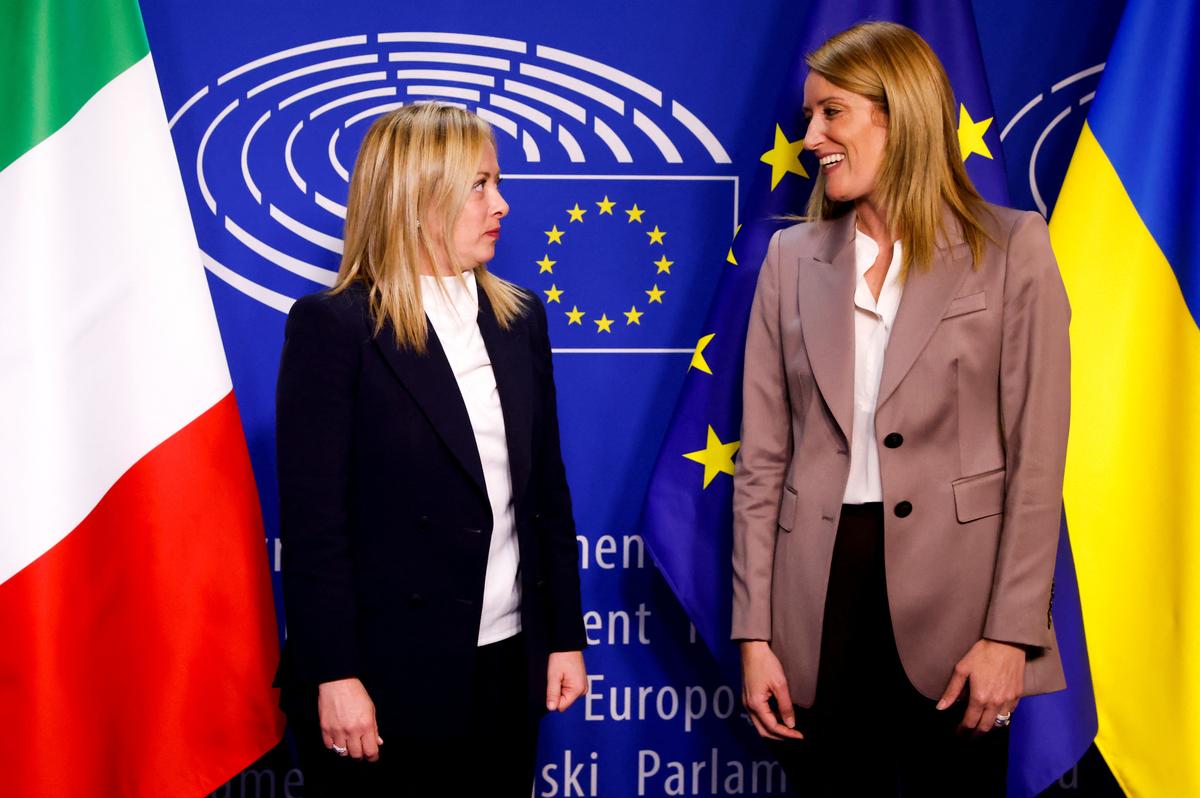 Italy Prime Minister Meloni meets EU chiefs in Brussels