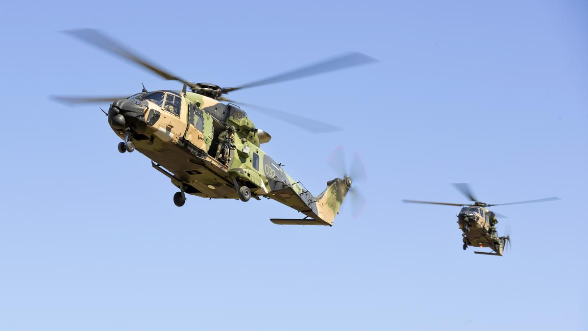 Four air crew members are missing after an Australian army helicopter ditched off the Queensland coast