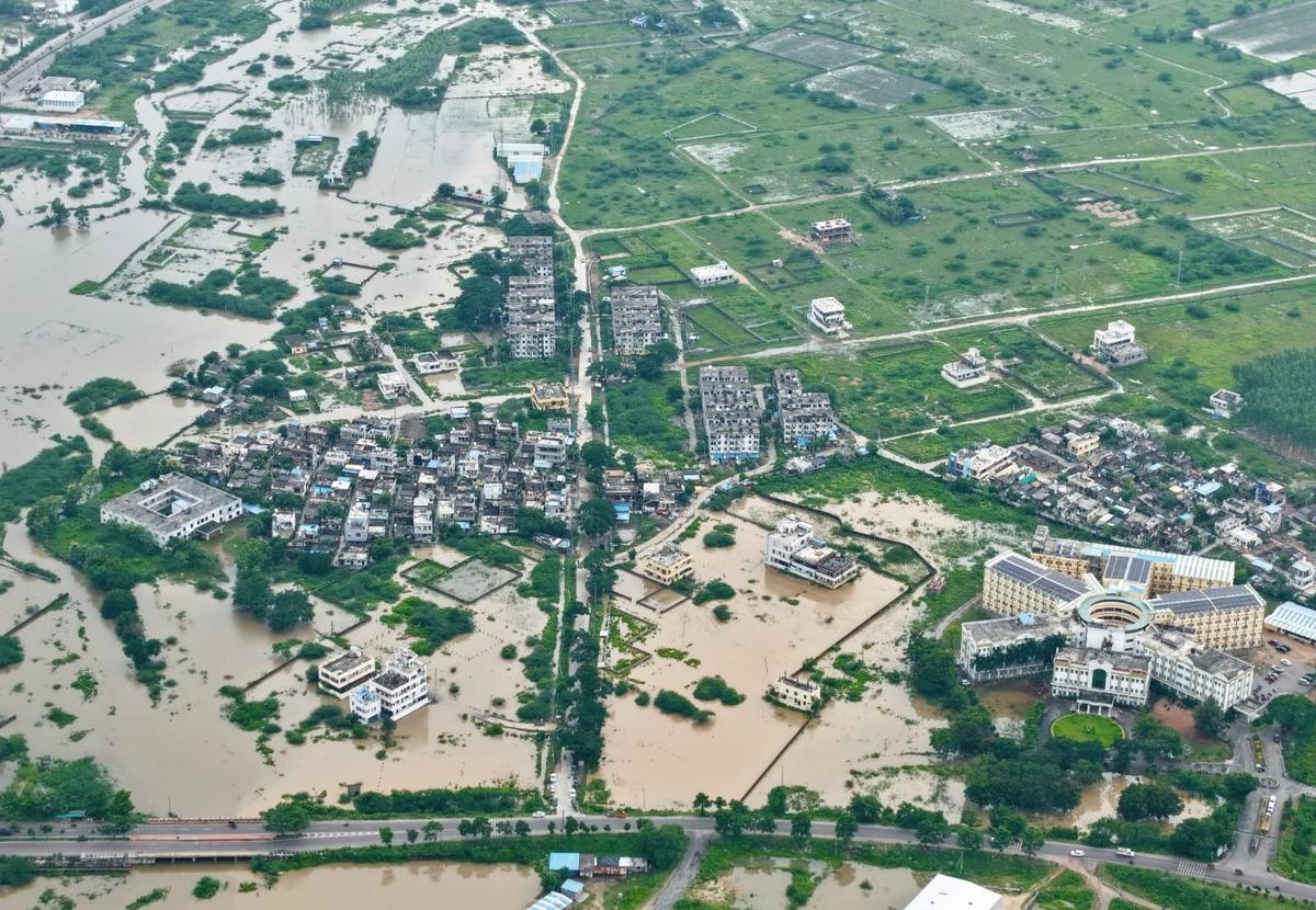 Air view of flood areas under GWMC borders on Wednesday Air view of flood areas under GWMC borders on Wednesday