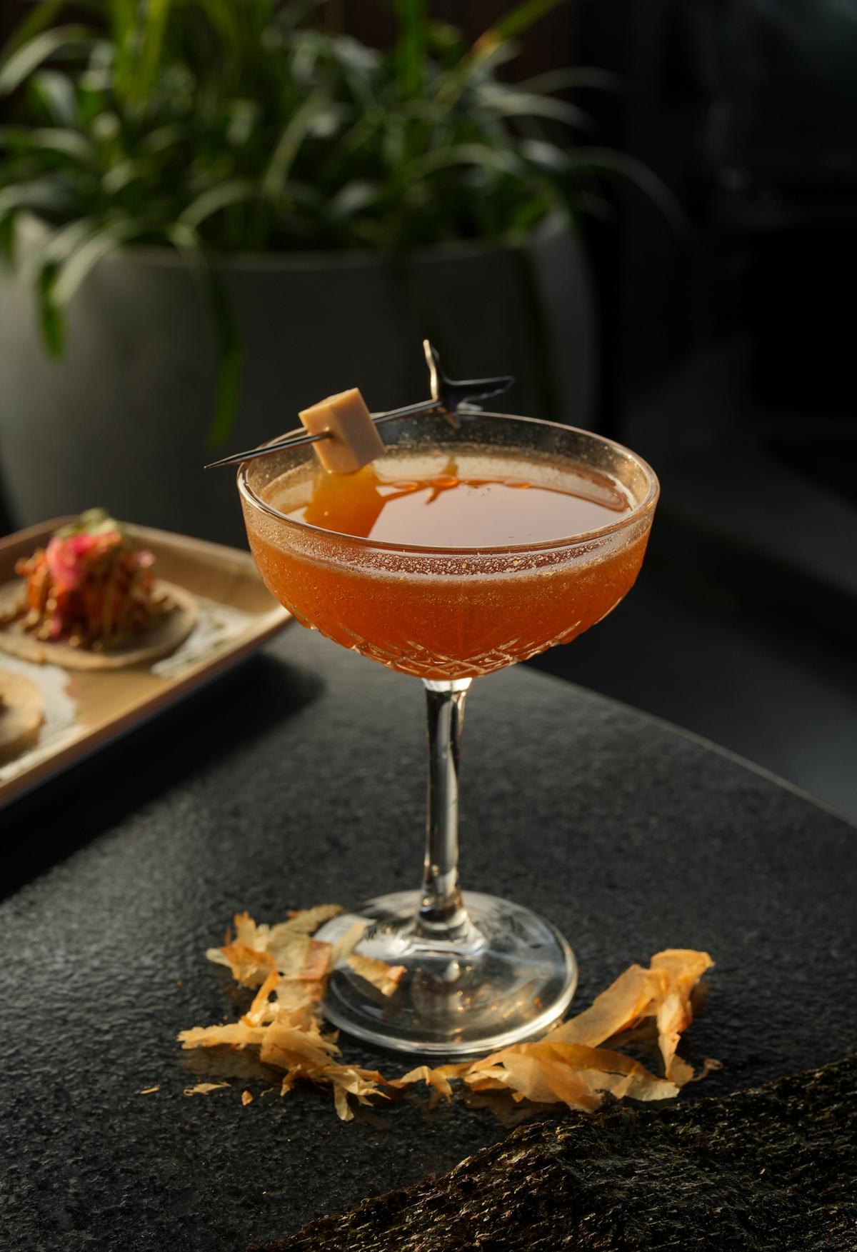 Miso Hot, a cocktail made with shiitake-infused whisky