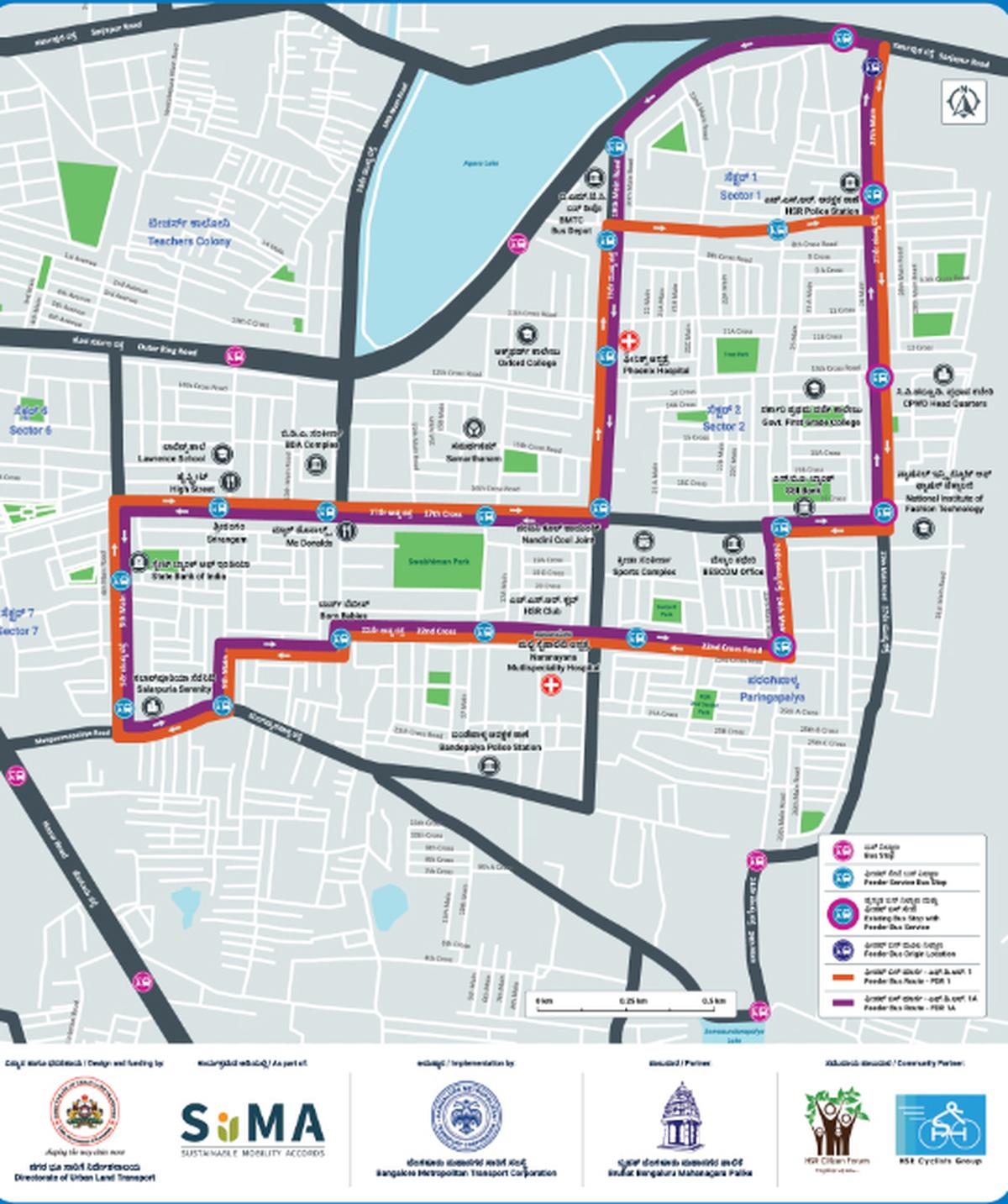 HSR Layout BMTC feeder bus route.