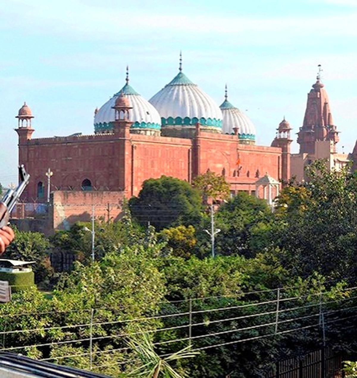 security person keeps vigil at Sri Krishna Janambhoomi temple and Shahi Eidgah mosque on the anniversary of Babri mosque demolition in Mathura. File. security person keeps vigil at Sri Krishna Janambhoomi temple and Shahi Eidgah mosque on the anniversary of Babri mosque demolition in Mathura. File.