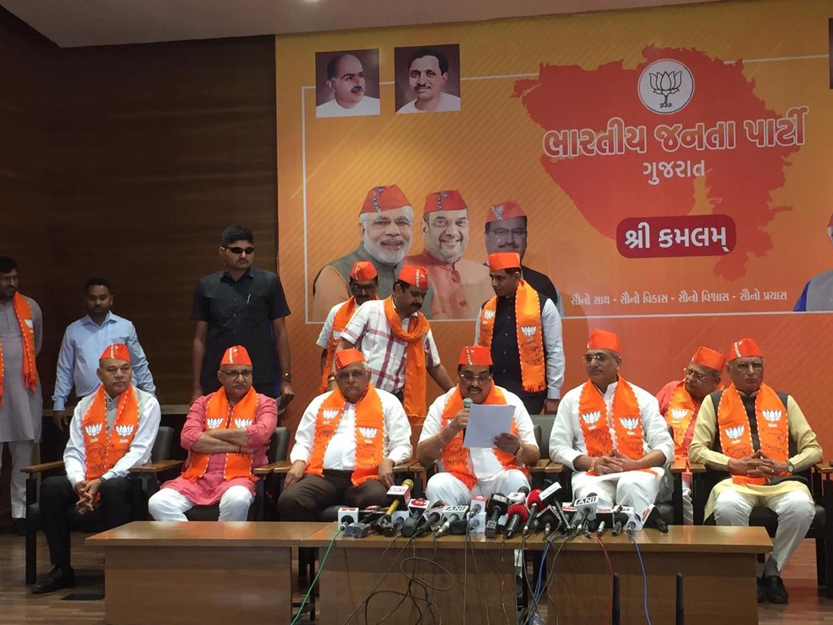Press Conference by CR Patil with CM Bhupendar Patel in Gandhinagar.